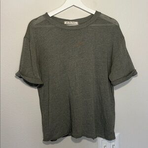 We The Free Free People Olive Green Top short sleeve distressed extra small xs